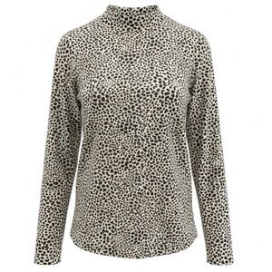 Lands’ End 1X Leopard Print Top Brown Cream Stretch Knit 16W 18W